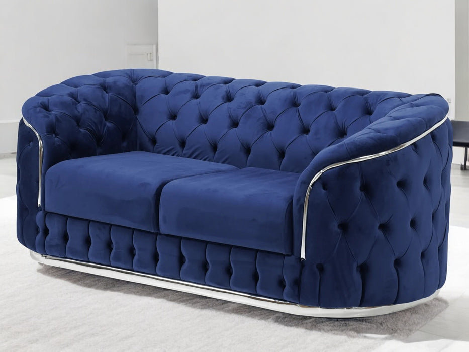 Knightsbridge Blue Velvet 2 Seater Sofa| Minor Stains | Good Condition - Second Hand Sofas 15