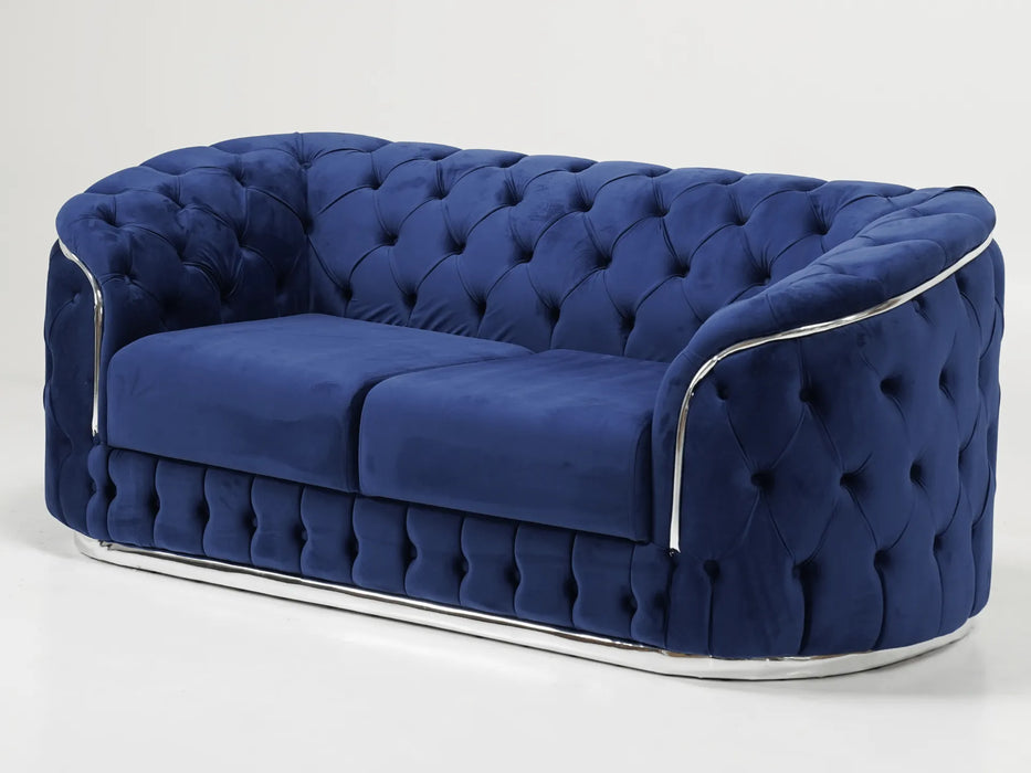 Knightsbridge Blue Velvet 2 Seater Sofa| Minor Stains | Good Condition - Second Hand Sofas 15