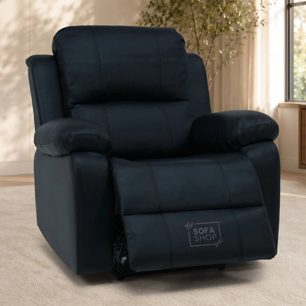 1 Seater Black Real Leather Electric Recliner Armchair | Smooth Power Recliner Mechanism & High-Speed USB-C | Trento | The Sofa Shop
