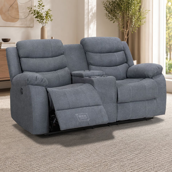 2 Seater Electric Recliner Sofa in Dark Grey Fabric | Power Recliner Sofa With USB, Console, Cup holders & Storage | Chelsea | Sofa Sale