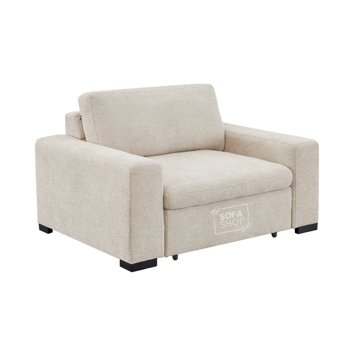 Extendable Electric Sofa Bed Chair in Cream Chenille | 1 Seat Power Sliding Sofa Bed Perfect for Home Cinema & Theatre Room | USBc & Sliding Buttons | Palma | The Sofa Shop