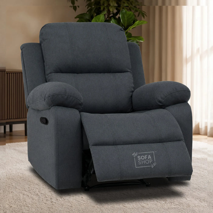 1 Seater Manual Recliner Chair | Dark Grey Fabric | Trento