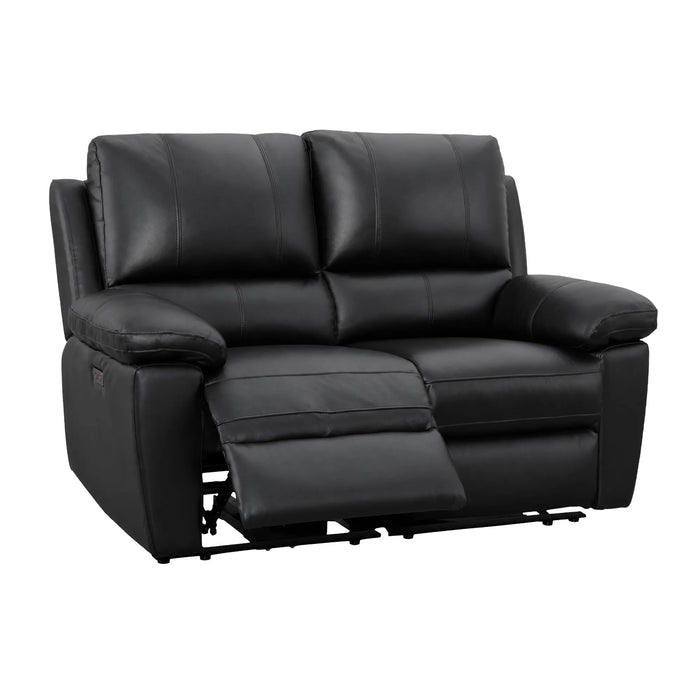 2 Seater Electric Recliner Sofa In Black Real Leather | Smooth Power Recliner, USB-C Charging | Trento | The Sofa Shop