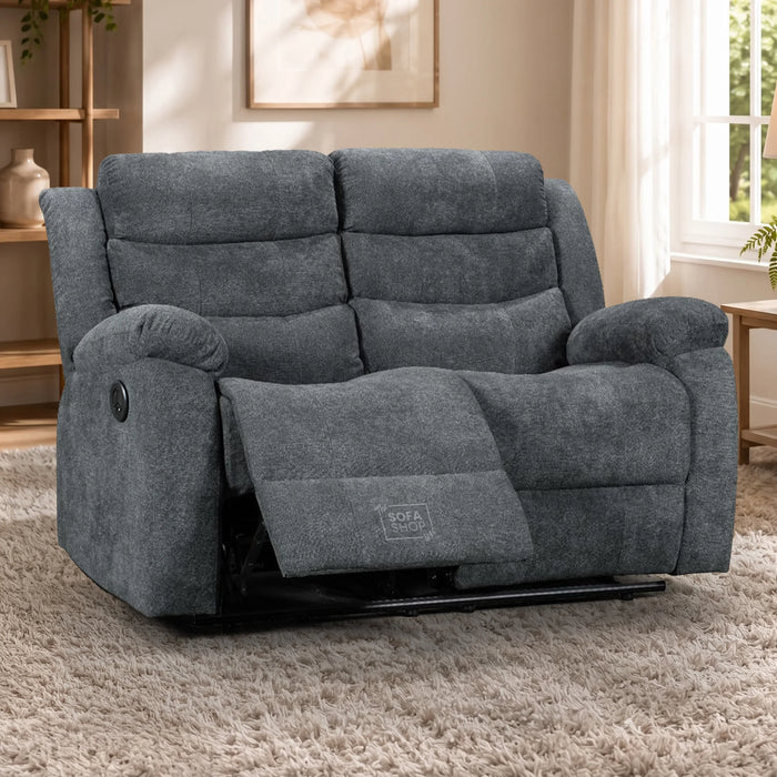 2 Seater Grey Fabric Electric Recliner Cinema Sofa With Power Headrest, USB Charging & Storage | Chelsea | The Sofa Shop
