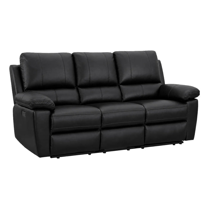 3 Seater Electric Recliner Sofa In Black Real Leather | Power Recliner With Drop-Down Table & USB+C Charging | Comfortable & Family-Friendly Sofa | Trento | The Sofa Shop