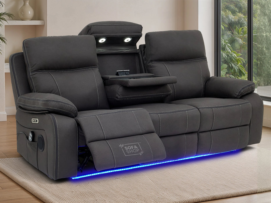 3+2+1 Piece Electric Home Cinema Theatre Sofa Set | Fabric Couch Suite Package In Grey with Console + USB + Massage + Storage | Vinsonova | The Sofa Shop