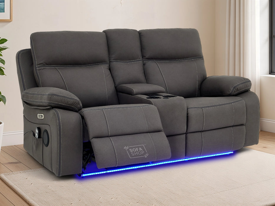 3+2+1 Piece Electric Home Cinema Theatre Sofa Set | Fabric Couch Suite Package In Grey with Console + USB + Massage + Storage | Vinsonova | The Sofa Shop