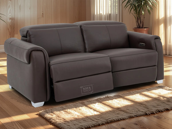 3 Seater Real Leather Recliner Sofa In Brown | Hi-Tech Sofa with Massage, USB Ports & Power Headrest | Turin