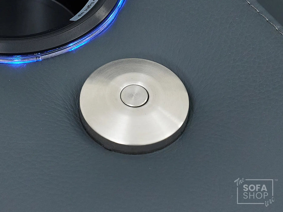 3 Seater Real Leather Recliner Sofa In Blue | Cinema Sofa with Massage, Heating, USB Ports, Drop-Down Table, LED Lights & Massage | Capri | The Sofa Shop