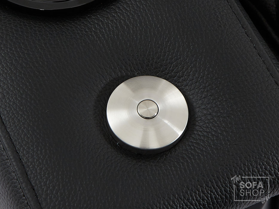 1 Seat Real Leather Electric Recliner Chair in Black With Massage + Cup Holders + Storage Compartments | Sofa Sale | Assisi Series One