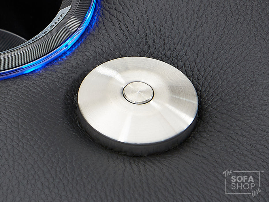 Real Leather 3+2+1 Power Reclining Sofa Set in Black | 3-Piece Cinema Sofa Suite with Console, Power Sockets, Cup Holders, Table & Massage | Capri