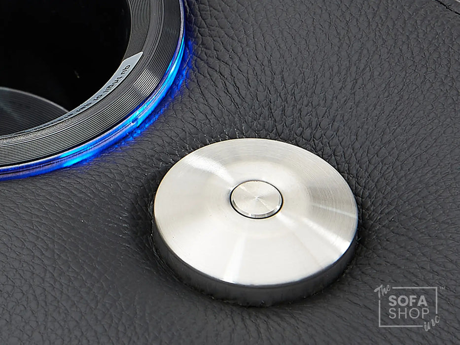 3+2 Electric Recliner Sofa Set | 2-Piece Real Leather Cinema Suite in Black with Console, Massage, Drink Holders & Storage Boxes | Capri | Sofa Shop