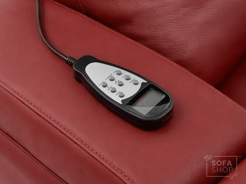 1 Seater Real Leather Electric Recliner Cinema Chair in Red | Massage, Tray Table, Cooling Cup Holder & USB | Rimini | The Sofa Shop