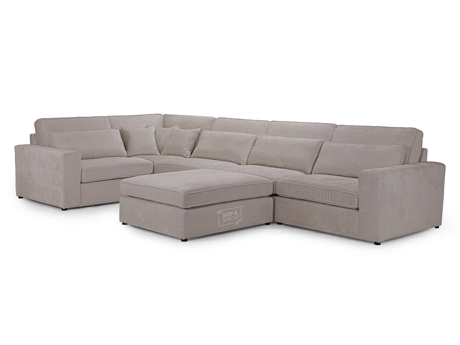 Left Hand Facing Corner Sofa in Grey, White Or Mocha Fabric -  Kiana