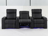 3 Seater Reclining Home Theatre Sofa | Black Real Leather Electric Seats With Arm Storage, LED, USB & Cup Holders | Catania | The Sofa Shop - 30