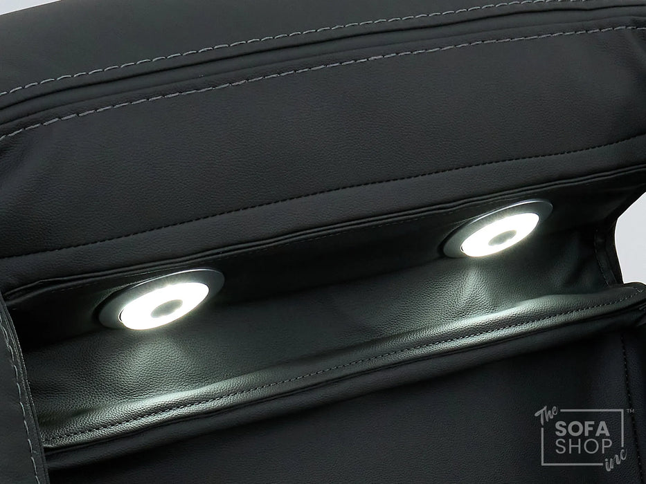 3+2 Electric Recliner Sofa Set in Grey Real Leather | Hi-Tech Cinema Package with Massage, Drop-Down Table, Power Headrest, Power Recliner, Storage Drawer, USB & Wireless Charging | Grey Real Leather | Sicily