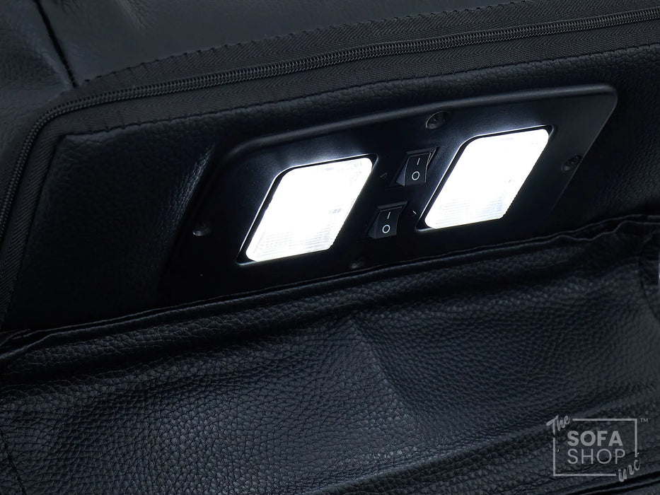 3 Seater Real Leather Electric Recliner Cinema Sofa in Black | Hi-Tech Sofa with Adjustable Headrest, Lumbar Support, Wireless Charger | Milano | The Sofa Shop