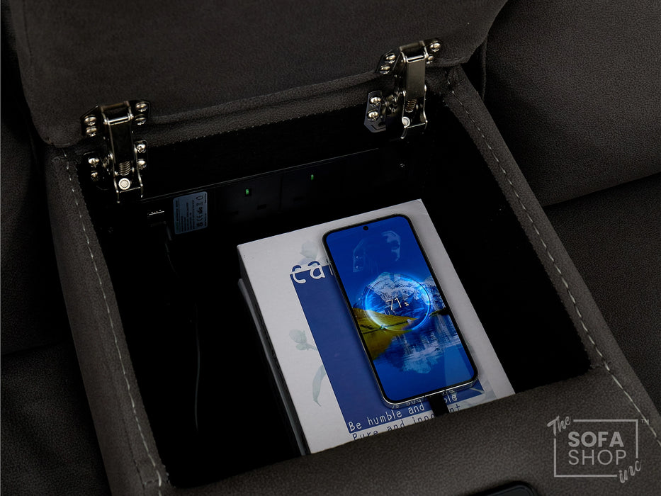 3+2+1 Piece Electric Home Cinema Theatre Sofa Set | Fabric Couch Suite Package In Grey with Console + USB + Massage + Storage | Vinsonova | The Sofa Shop