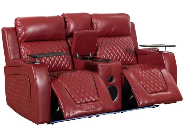 2 1 1 Electric Recliner Sofa Set inc. Cinema Seats in Red Leather. 3 Piece Cinema Sofa with LED Cup Holders Storage Speaker Venice Series One