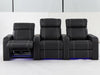 3 Seater Reclining Home Theatre Sofa | Black Real Leather Electric Seats With Arm Storage, LED, USB & Cup Holders | Catania | The Sofa Shop - 30