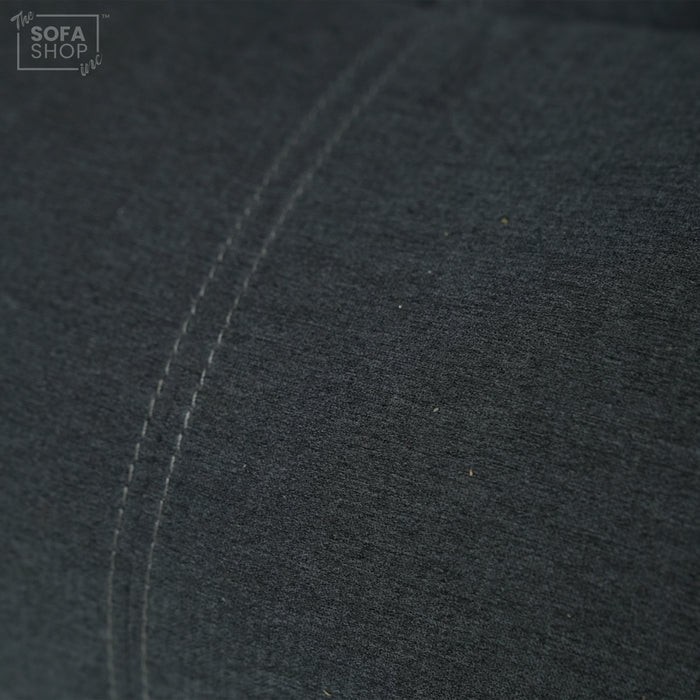 2 Seater Manual Recliner Sofa in Dark Grey Fabric | Worn Armrests | Sortino | Second Hand Sofas SH01