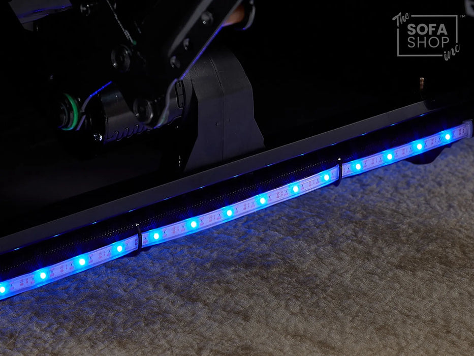 Real Leather Recliner Chair & Cinema Seat in Grey | Electric Armchair with Massage, LED Cup Holders, Table & USB Ports | Capri