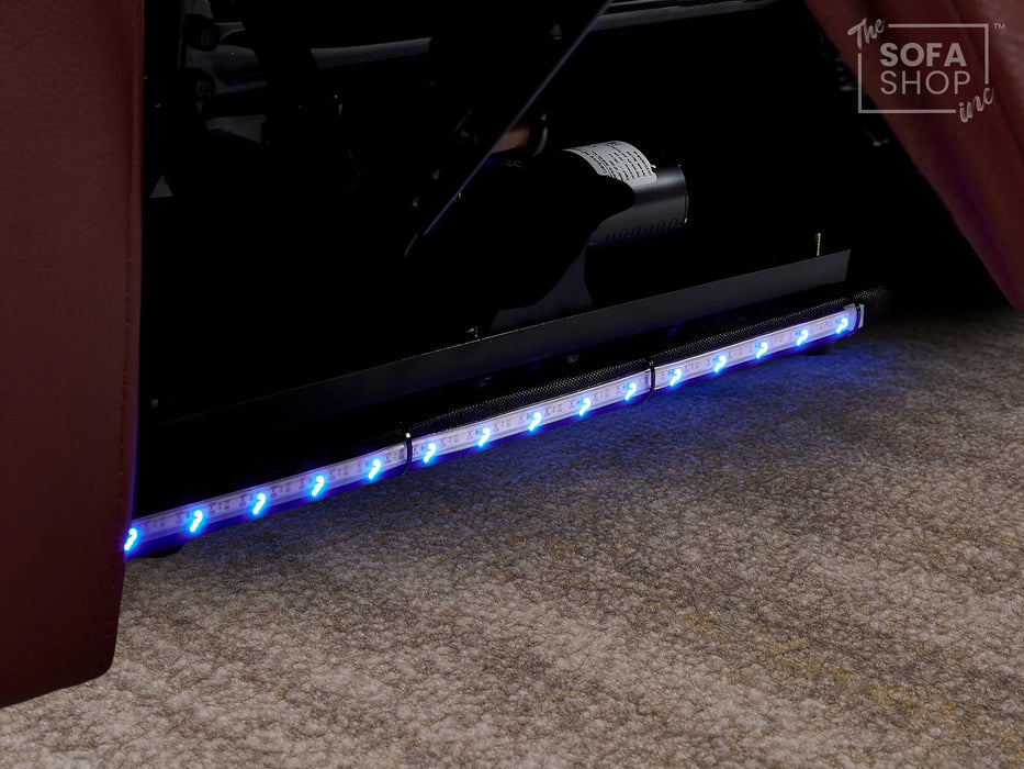 1 Seat Real Leather Electric Recliner Chair Home Cinema Sofa In Red with Full Reclining Seat + LED for Home Theatre Setup | Capri | The Sofa Shop