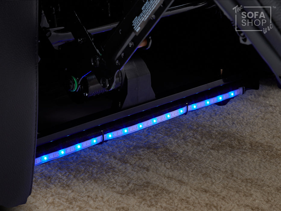 1 Seater Black Real Leather Cinema Chair | Hi-Tech Power Seat with Massage, Food Tray & Power Headrest | Capri