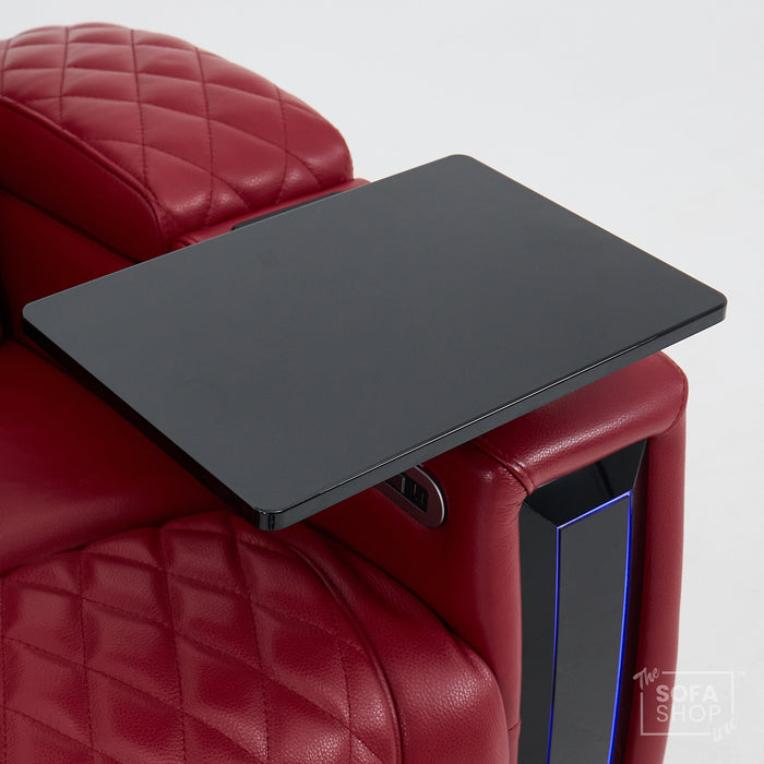 2 Seater Red Real Leather Electric Recliner Cinema Sofa | Hi-Tech Recliner Settee with Power Lumbar, Wireless Charging, Heat & Cooling Cupholders | Assisi | The Sofa Shop
