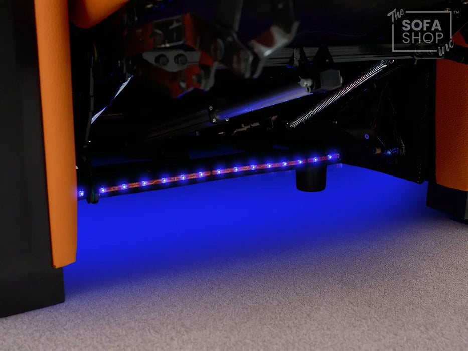 3 Seat Real Leather Electric Recliner Home Cinema Theatre Sofa In Orange | Keep Drinks Chilled in Cooling Cup Holders & Lumbar Support | Assisi