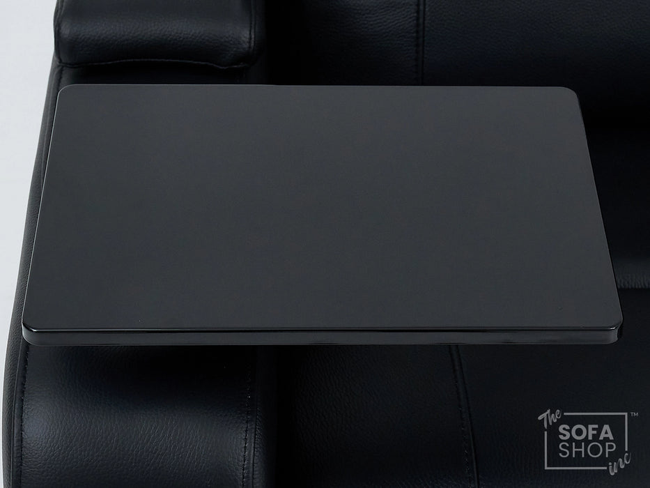 2 Seater Cinema Sofa in Black Real Leather | Luxury Theatre & Home Cinema Seating | Electric Recliner With Cooling Cup Holders + Lumbar Support | USB Charging + LED Lights | Assisi