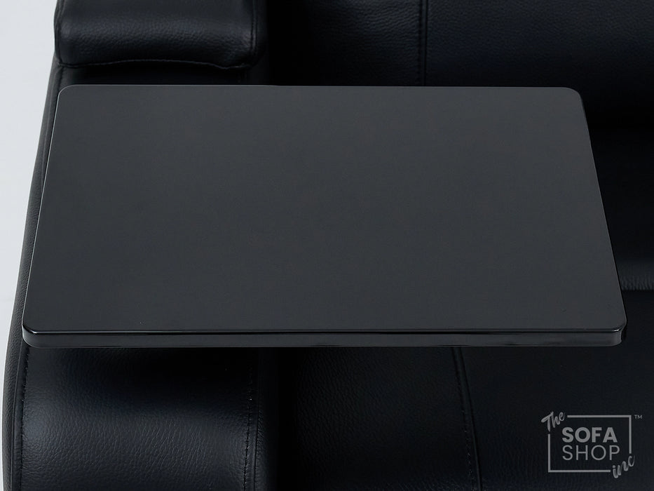 3 Seater Real Leather Electric Recliner Cinema Sofa in Black | Hi-Tech Sofa with Massage, Heated Lumbar Support, LED Lights, Power Grommet & Cupholders | Rimini | The Sofa Shop
