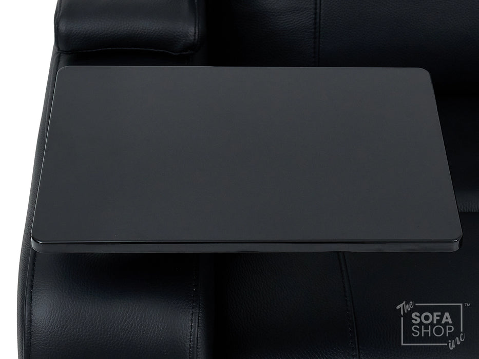 2 Seater Real Leather Electric Recliner Cinema Sofa in Black | Hi-Tech Cinema Sofa With Massage, Heated Lumbar, Power Grommet, Console & Chilled Cupholders | Rimini | The Sofa Shop