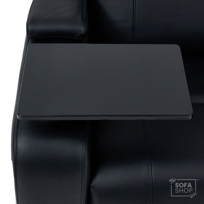 3 Seater Black Real Leather Power Recline Cinema Sofa | Hi-Tech Sofa With 8-Point Vibration Massage, Heated Lumbar & Cooler Cup Holders | Rimini | The Sofa Shop