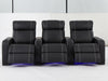 3 Seater Reclining Home Theatre Sofa | Black Real Leather Electric Seats With Arm Storage, LED, USB & Cup Holders | Catania | The Sofa Shop - 30