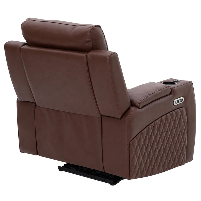 1 Seater Smart Tech Electric Recliner Cinema Chair | Luxury Theatre Seating | Chestnut Real Leather | Vicenza
