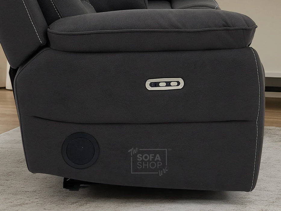 3 Seater Grey Fabric Electric Recliner Cinema Sofa | Bluetooth Speakers, USB-C & Power Headrest | Florence | The Sofa Shop