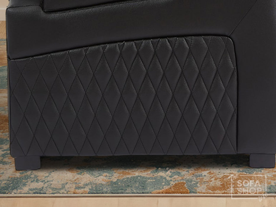 1 Seat Real Leather Electric Recliner Chair in Black With Massage + Cup Holders + Storage Compartments | Sofa Sale | Assisi Series One