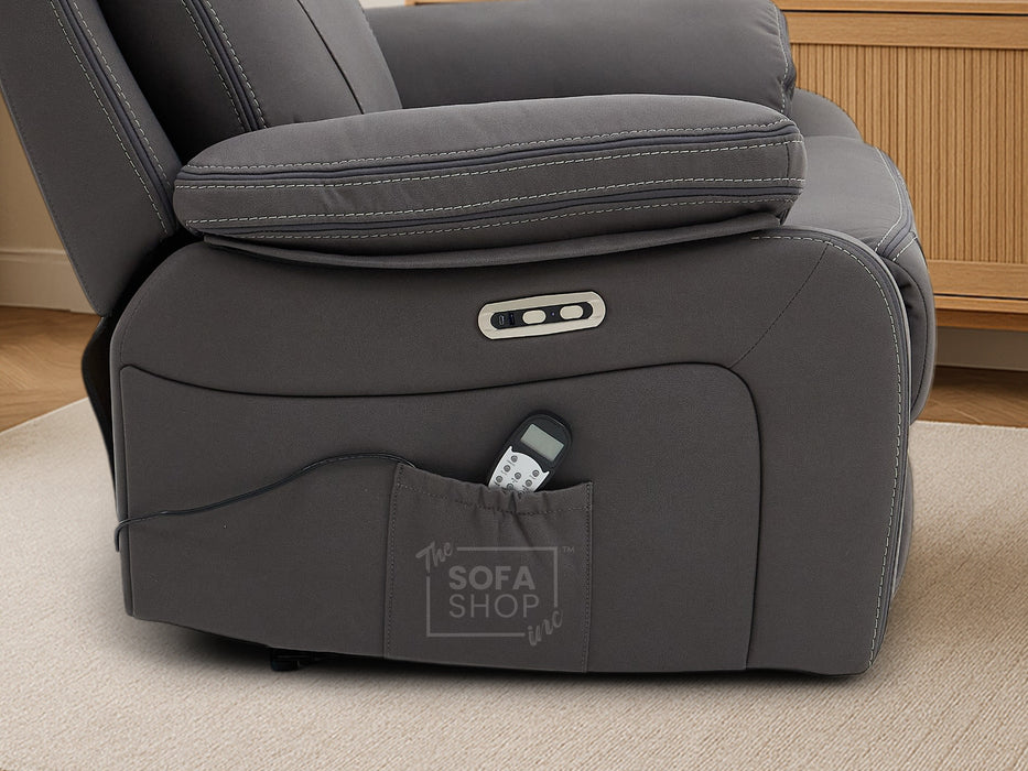 1 Seat Electric Recliner Chair Home Cinema Sofa | Hi-Tech Chair In Grey Fabric with USB & Massage | Vinsonova | Sofa Sale