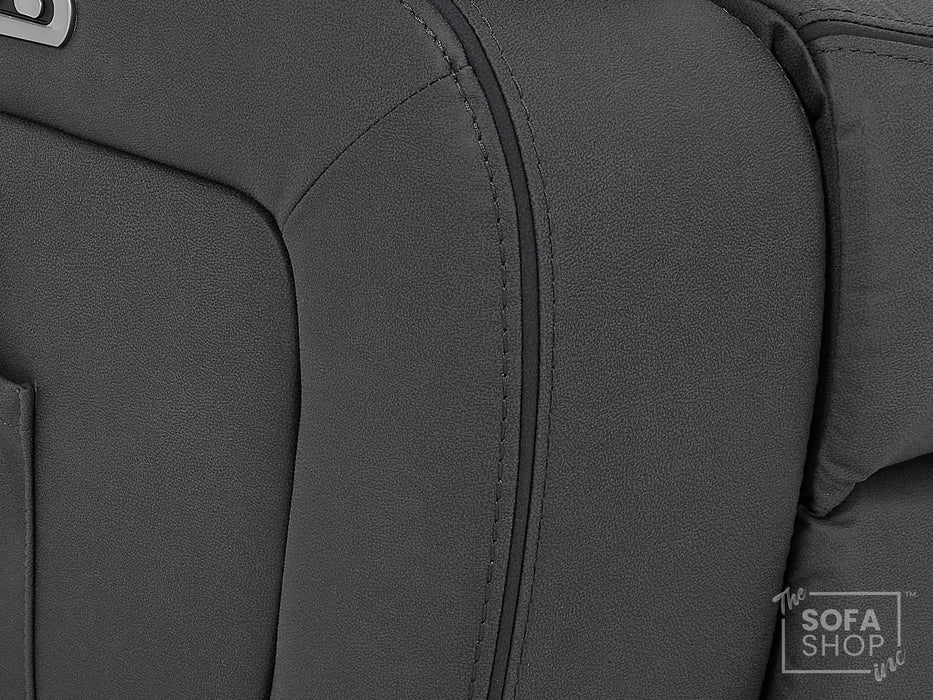 Electric Recliner Chair In Grey Resilience Fabric | Hi-Tech Cinema Seat with Power Headrest,  Massage, Power Recliner & USB Charging Button | Grey Fabric | Sicily