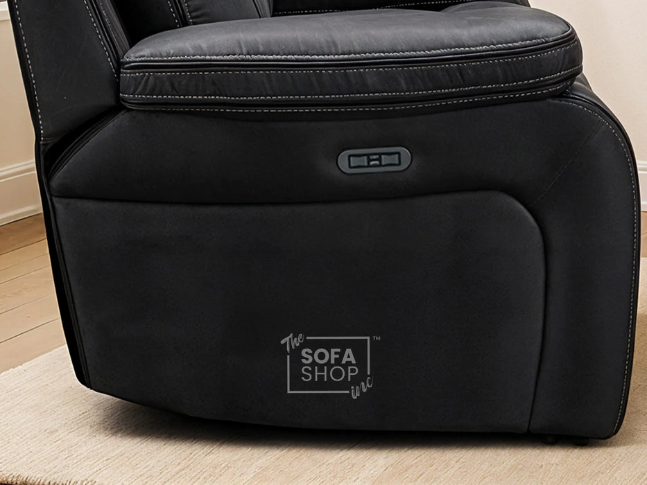 1 Seat Electric Recliner Chair Home Cinema Sofa | Fabric Chair In Grey | Hi-Tech Chair with Power + USB + Adjustable Headrest | Vinson