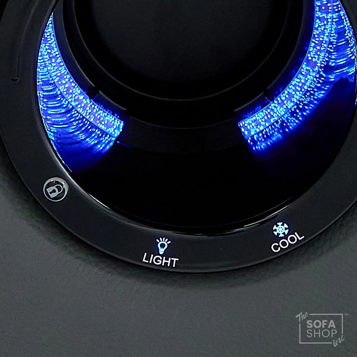 2 Seater Real Leather Electric Recliner Cinema Sofa in Grey | Massage, Heated Lumbar, Console & Cooling Cup Holders | Sicily | The Sofa Shop