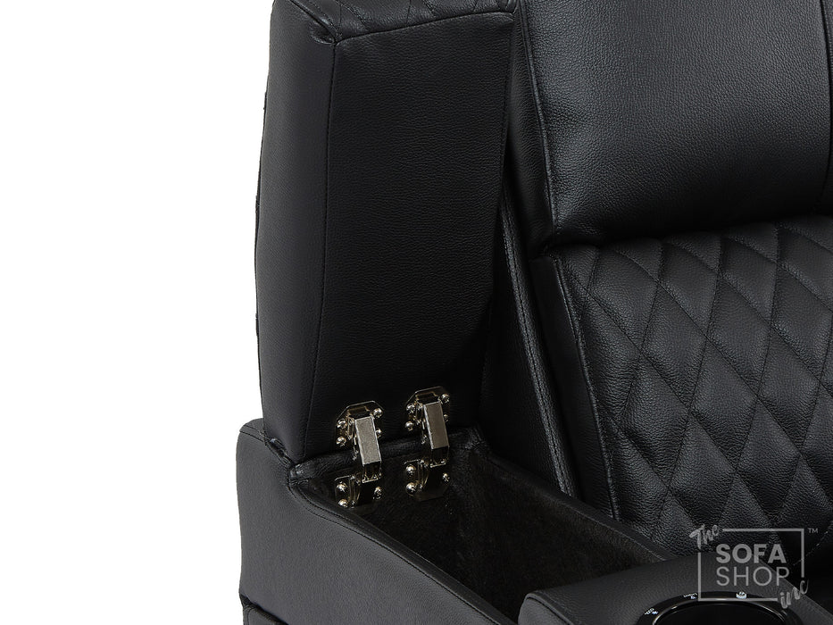 2 Seater Smart Tech Electric Recliner Cinema Sofa | Luxury Theatre Seating | Black Real Leather | Assisi