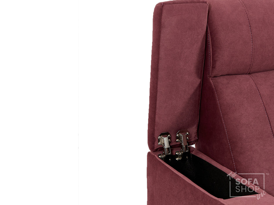 2+1 Sofa Set. Electric Recliner Cinema Suite in Velvet Purple Fabric | 2 Piece Sofa Set with Massage, USB Ports, Cooling Cup Holders, Storage Box & LED Lights | Rimini | The Sofa Shop