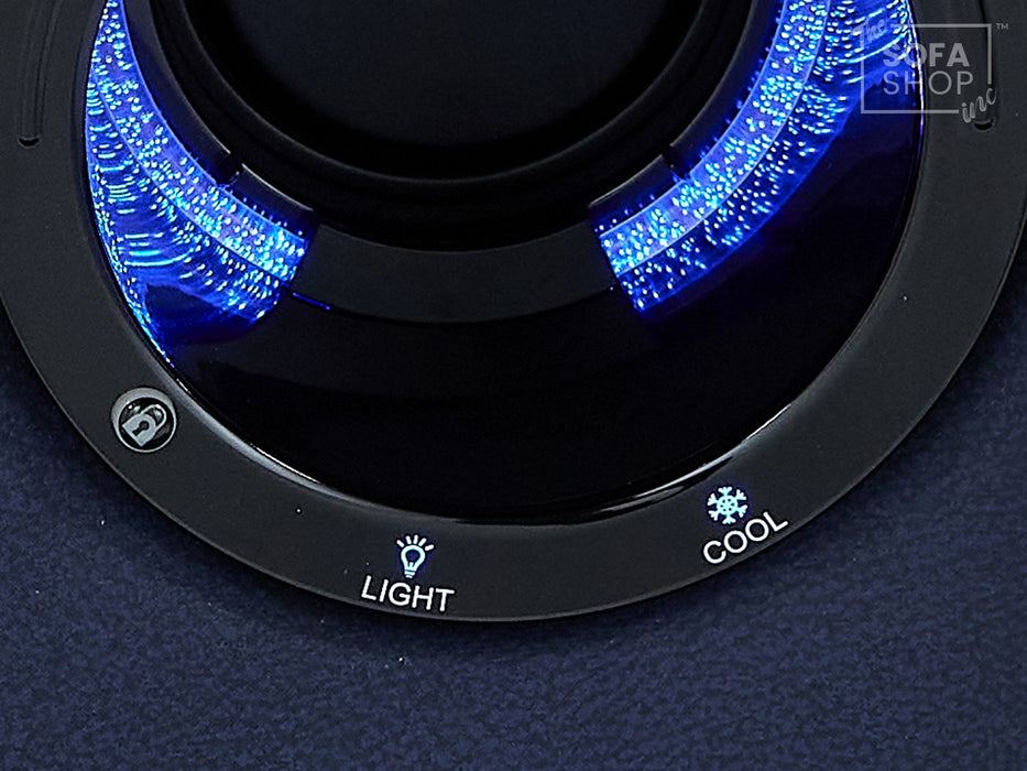 3+2 Electric Recliner Sofa Set in Blue Resillience Fabric | Hi-Tech Cinema Package with Massage, Drop-Down Table, Power Headrest, Power Recliner, Storage Drawer, USB & Wireless Charging | Sicily