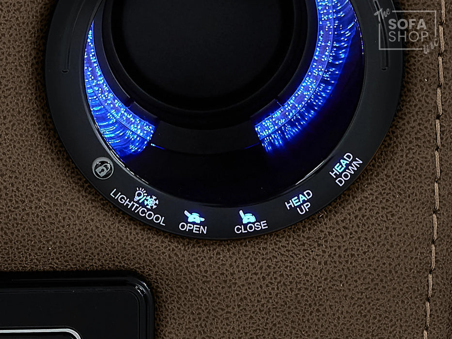 2+1 Electric Recliner Sofa Set | Cinema Sofa Package in Brown Resilience Fabric. 2 Piece Cinema Sofa | Hi-Tech Sofa Set With Massage, LED Cup Holders & USB Ports & Storage | Tuscany