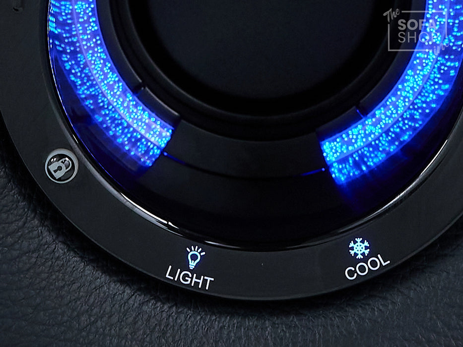 1 Seat Real Leather Electric Recliner Chair in Black With Massage + Heating + Cup Holders + Storage Compartments | Assisi