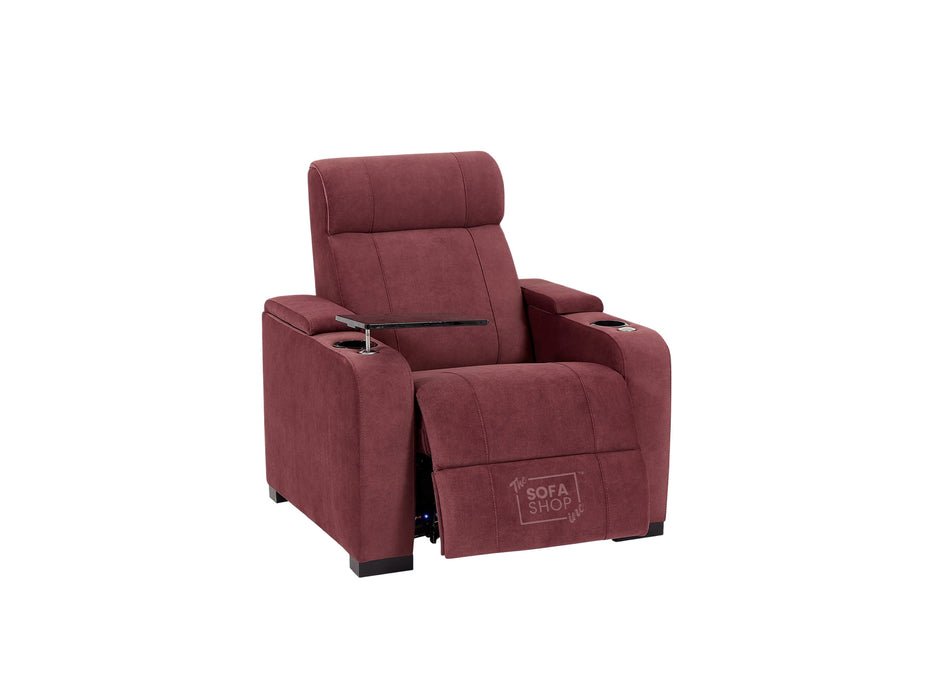 2+1 Sofa Set. Electric Recliner Cinema Suite in Velvet Purple Fabric | 2 Piece Sofa Set with Massage, USB Ports, Cooling Cup Holders, Storage Box & LED Lights | Rimini | The Sofa Shop