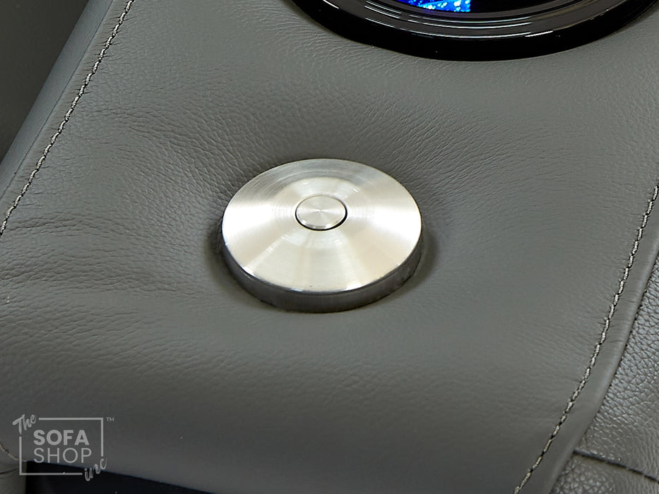 1 Seat Real Leather Electric Recliner Home Cinema Chair in Grey Wth Cup Holders + Power Lumbar Support & Storage Compartments | Assisi Series One