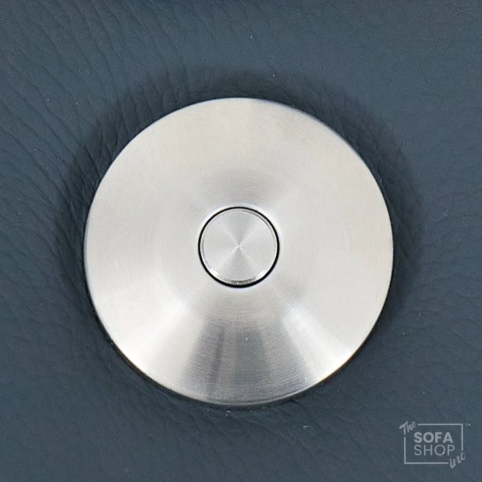 Real Leather Recliner Chair In Blue with Power Headrest, Power Recline, Massage, Heating, USB Charging, Cooling Cup Holder & Tray Table | Capri